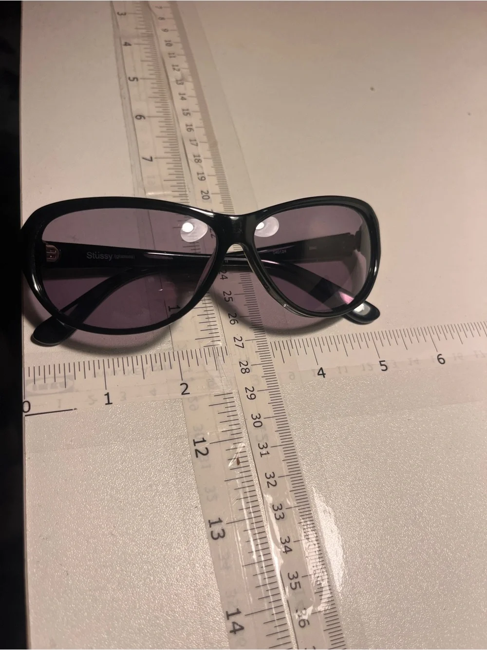 Stussy Black Frame Sunglasses with Purple Tinted Lenses